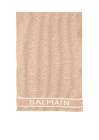 Wool and cashmere scarf with embroidered Balmain logo