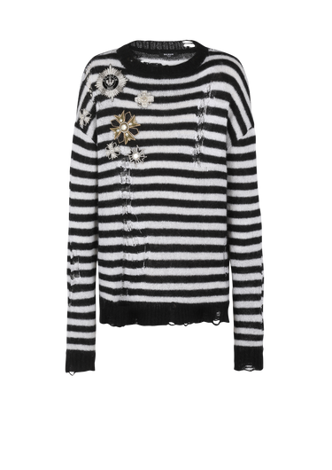 Unisex - Ripped knit nautical sweater with brooches