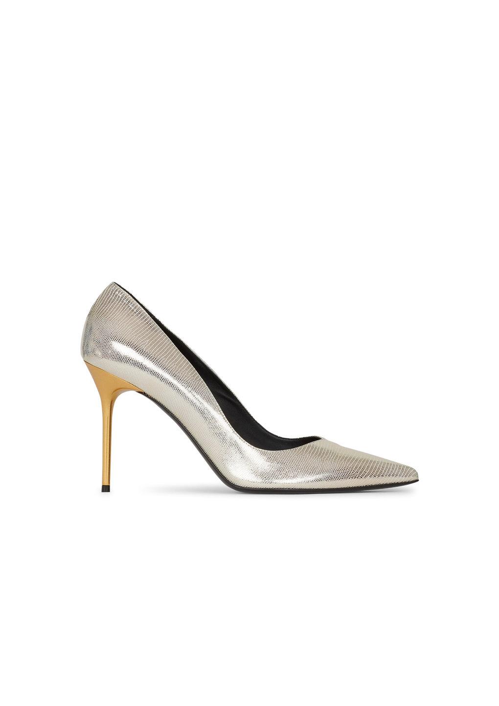 Reptile-effect leather Ruby pumps, gold, hi-res
