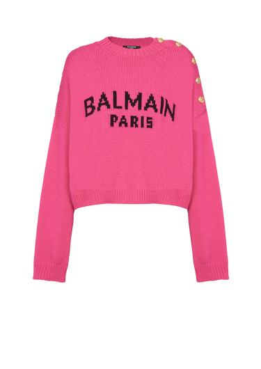 Balmain logo cropped knit jumper