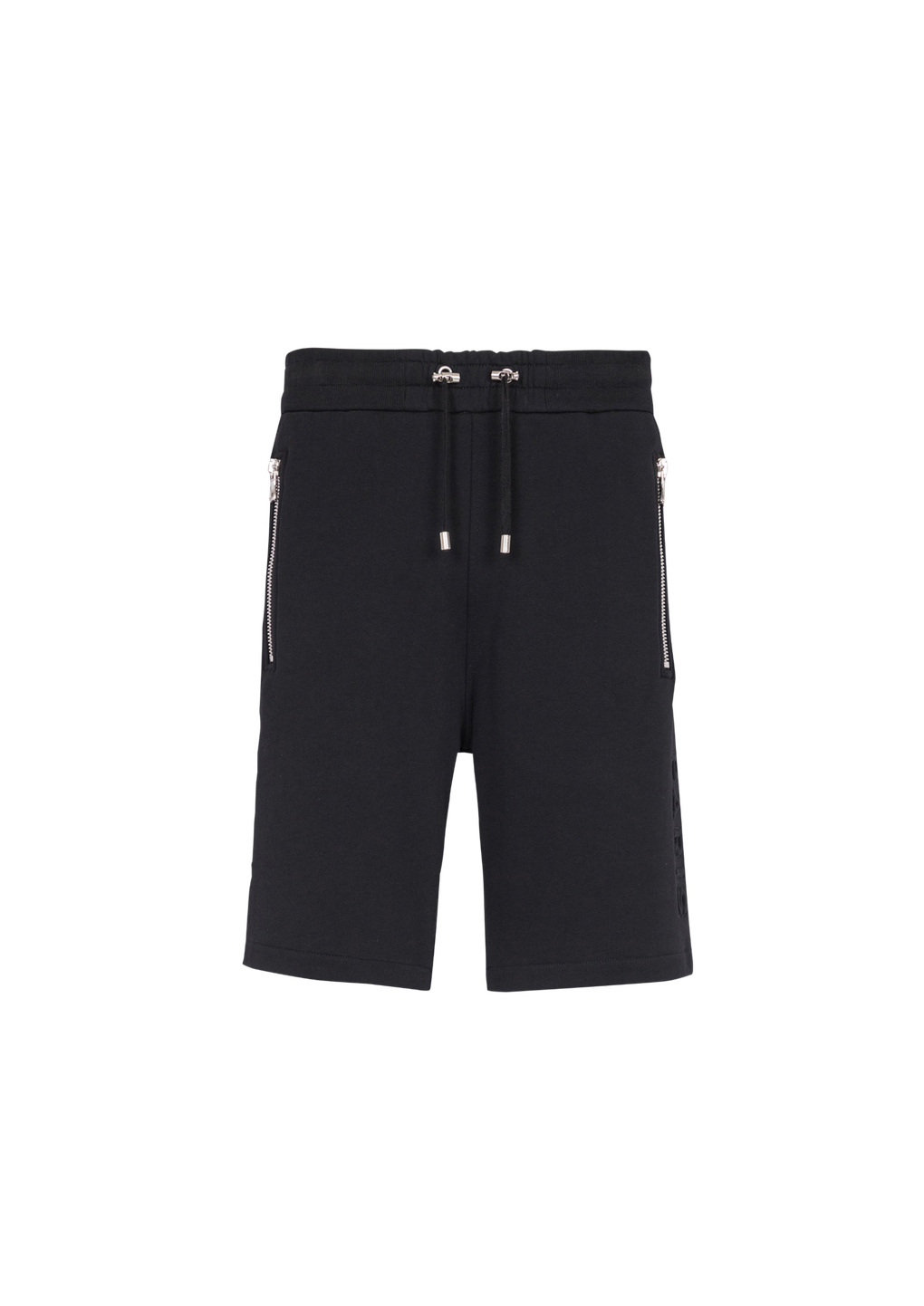 Cotton shorts with embossed Balmain logo, black, hi-res