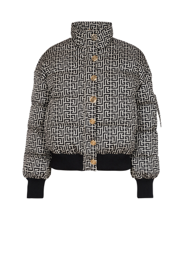 Nylon quilted coat with monogram