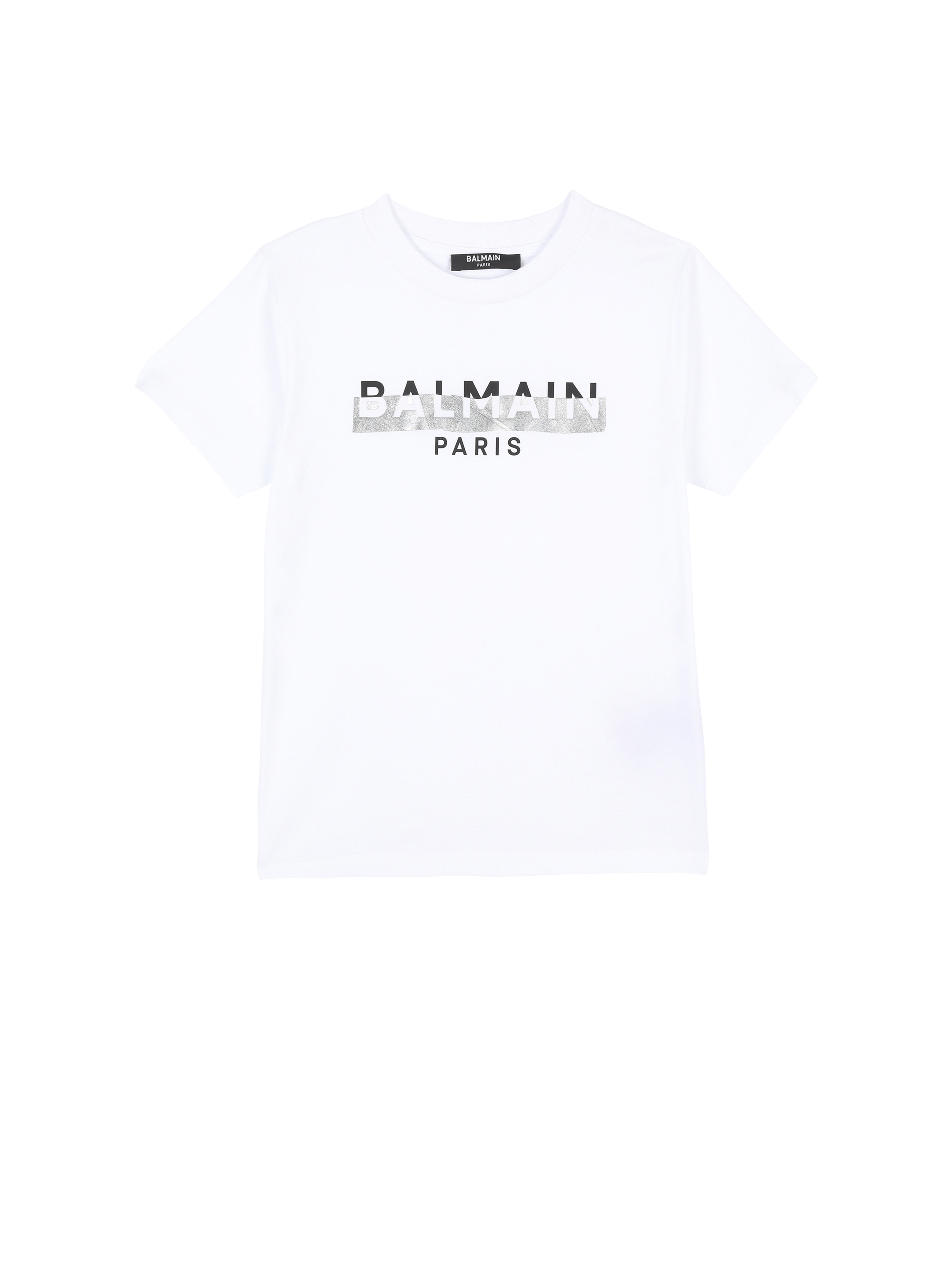 Cotton T-shirt with Balmain logo, white